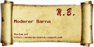 Moderer Barna névjegykártya
